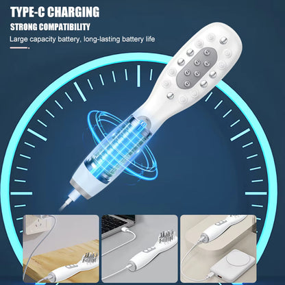 EMS Microcurrent Scalp Massager & Oil Applicator Comb with Phototherapy LED Light
