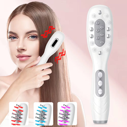EMS Microcurrent Scalp Massager & Oil Applicator Comb with Phototherapy LED Light