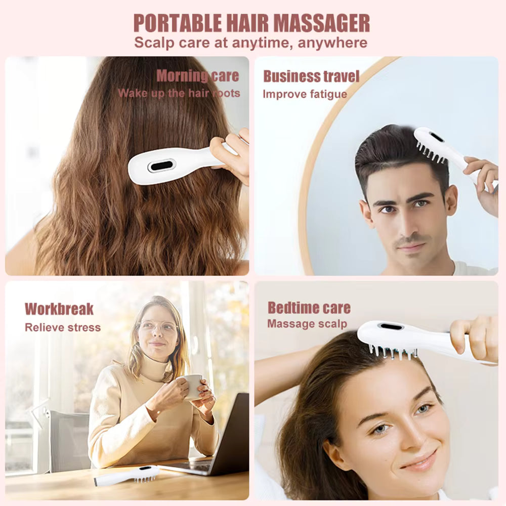 EMS Microcurrent Scalp Massager & Oil Applicator Comb with Phototherapy LED Light
