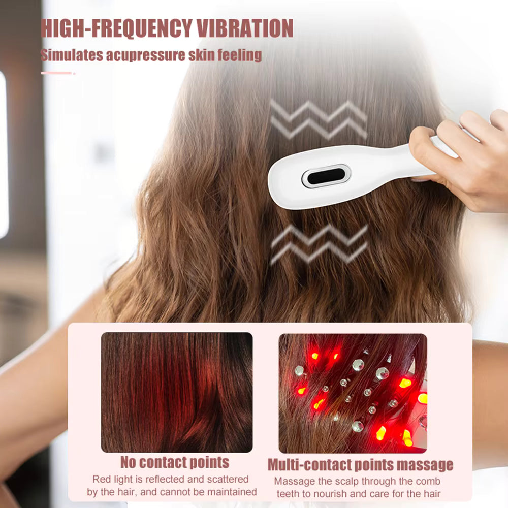 EMS Microcurrent Scalp Massager & Oil Applicator Comb with Phototherapy LED Light
