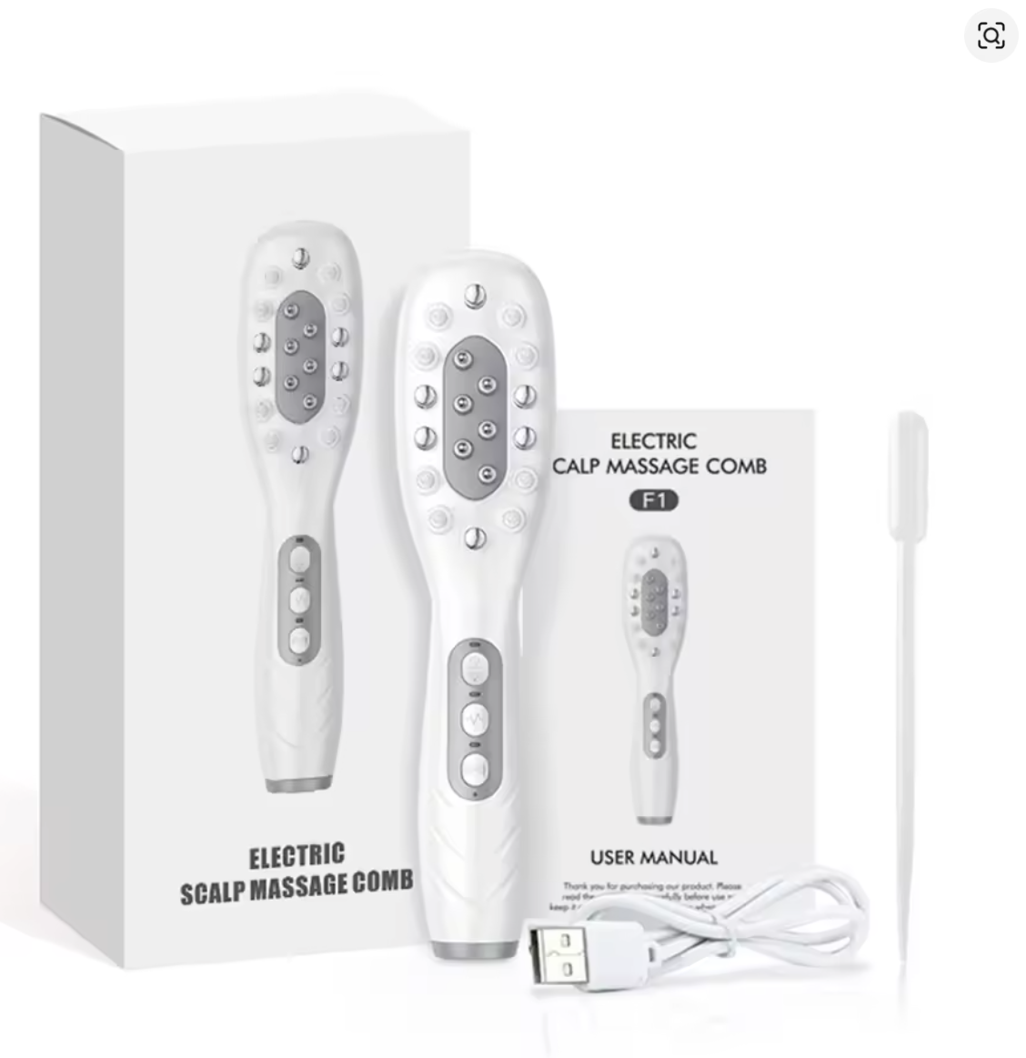 EMS Microcurrent Scalp Massager & Oil Applicator Comb with Phototherapy LED Light